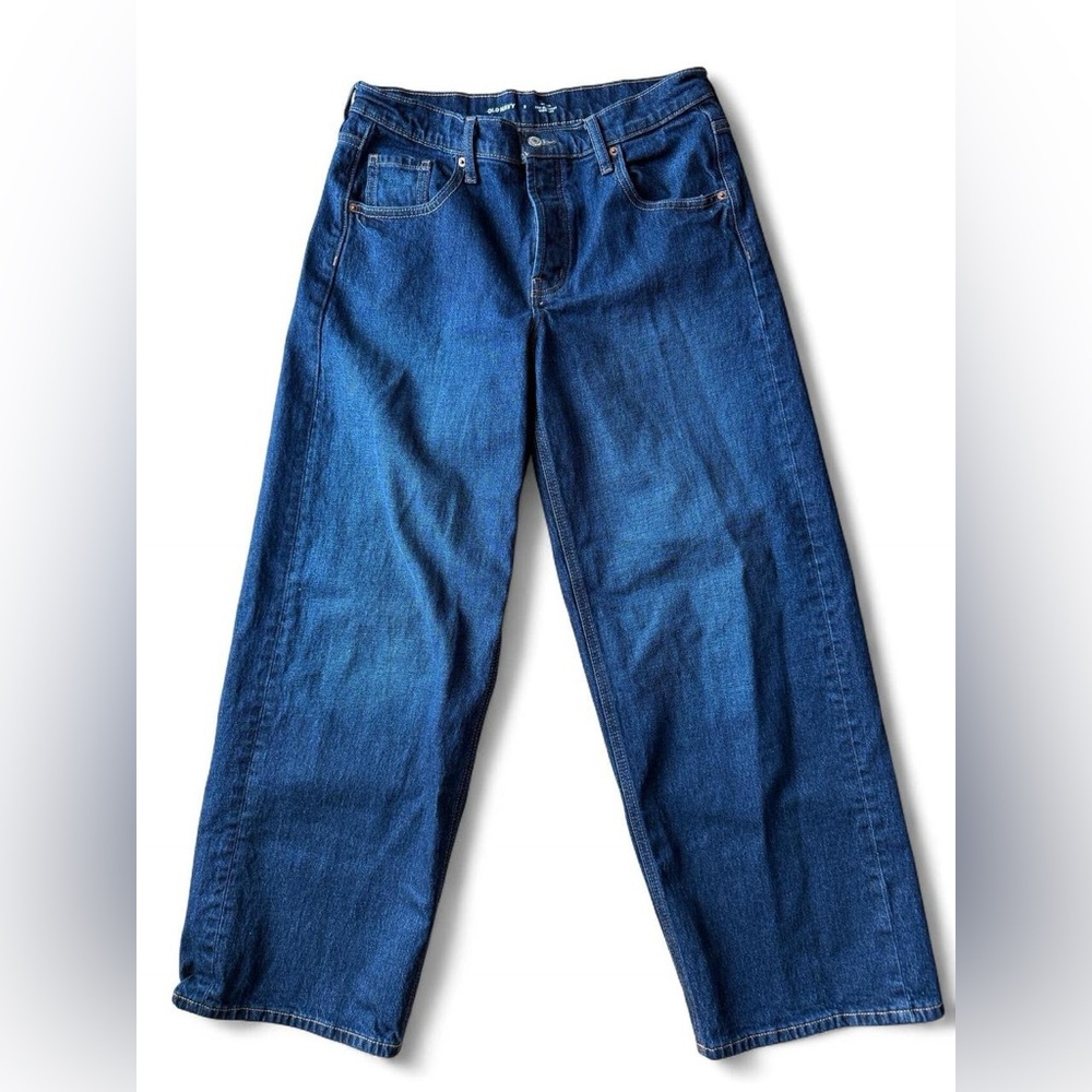 Old Navy Slouchy Wide Leg Jeans Dark Wash Mid Rise Size 2